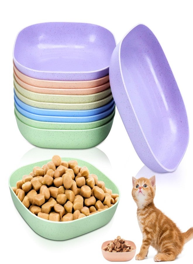 TKOnline 10 Pcs Cat Food Bowl, 5.7 Inch Plastic Shallow Pet Food and Water Dish for Whisker Fatigue Relief, Wide Cat Wet Feeding Bowls, Small Flat Dish for Indoor Outdoor Kittens Dogs ﻿ - Image 1